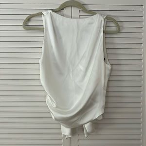 Zara white satin backless top